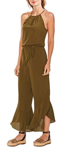 Cinched-Waist Ruffled-Hem Jumpsuit