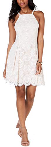 Lace Halter Fit & Flare Dress