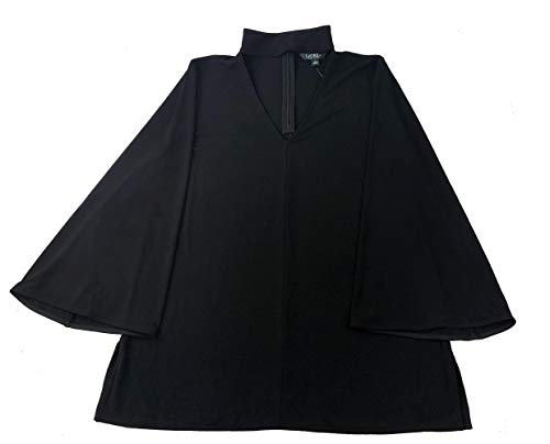 Lauren Ralph Lauren Women's Bell-Sleeve Choker Top (Black, Large)