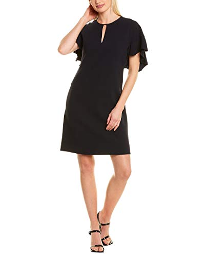 Elie Tahari Theodore Flutter-Sleeve Keyhole Dress