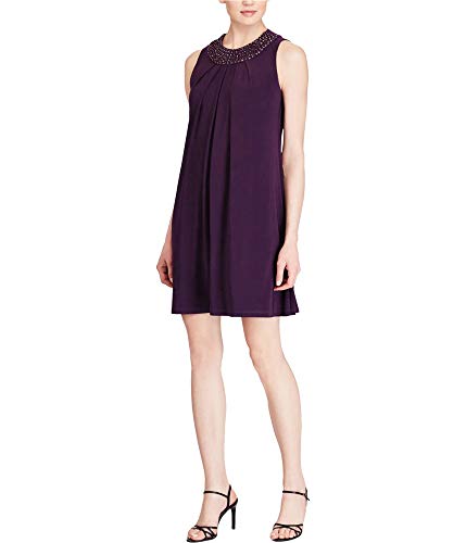 Beaded-Neck Jersey Dress