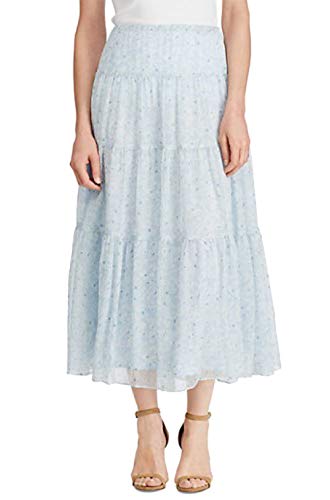 Ralph Lauren Lauren Floral Georgette Peasant Skirt (Blue, 2)