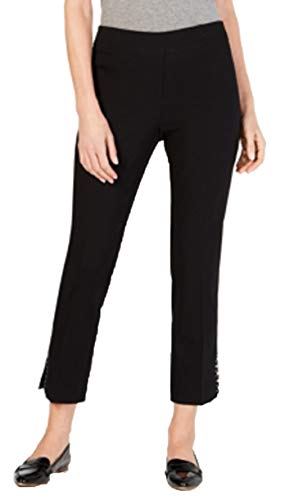 JM Collection Mirror-Trim Ankle Pants (Deep Black, S)