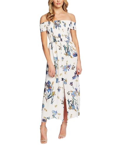 Off-The-Shoulder Watercolor Floral-Print Dress