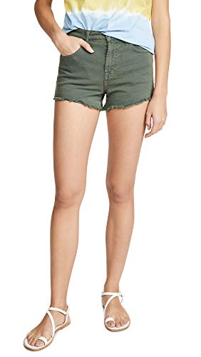 7 For All Mankind Women's High Waist Shorts, Army, Green, 28