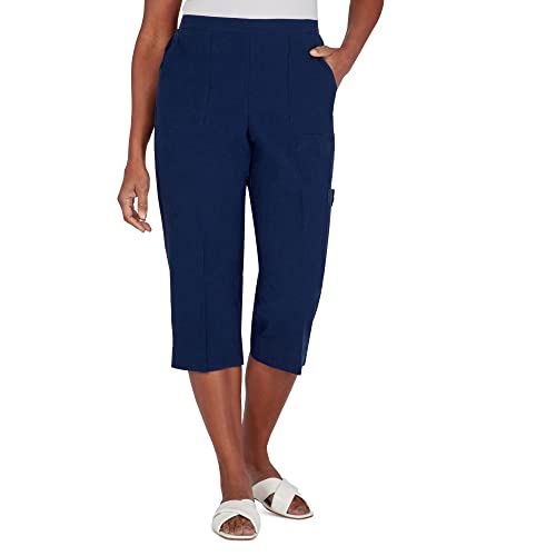Alfred Dunner Women's Petite Cargo Pocket Capri Size 16P Navy
