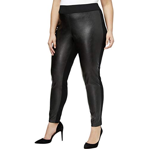 INC Plus Size Faux-Leather Front Skinny Pants