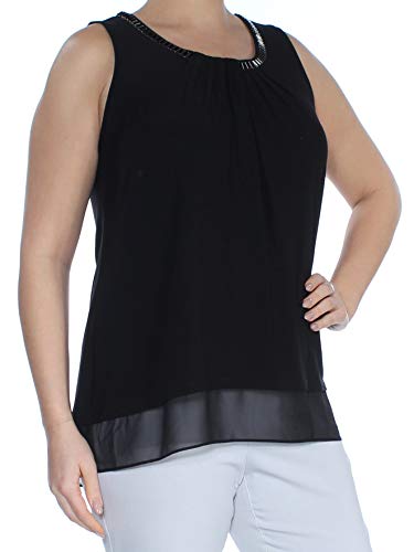Chain-Neck Chiffon-Hem Top