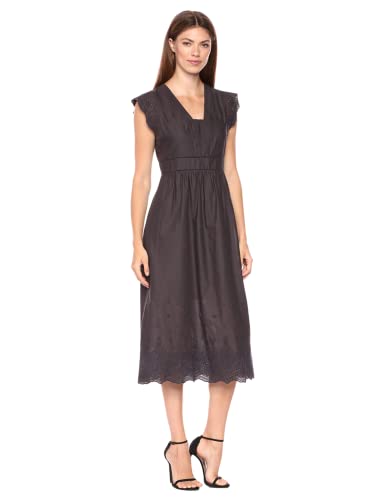 Anne Klein Women's Embroidered Cap Sleeve FIT & Flare Dress, Nantucket Grey, 0