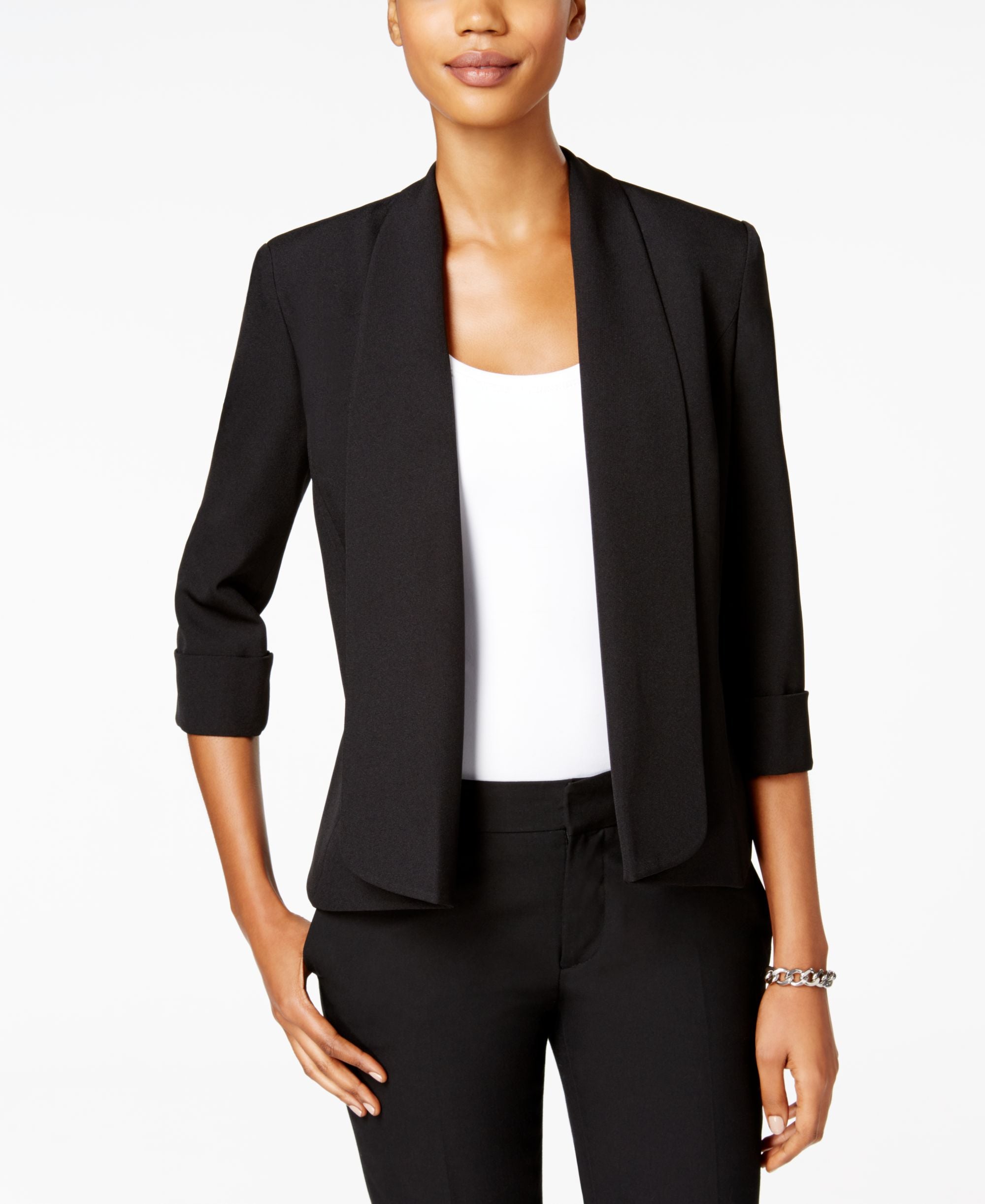 Kasper Petite Cuffed 3/4 Sleeve Blazer