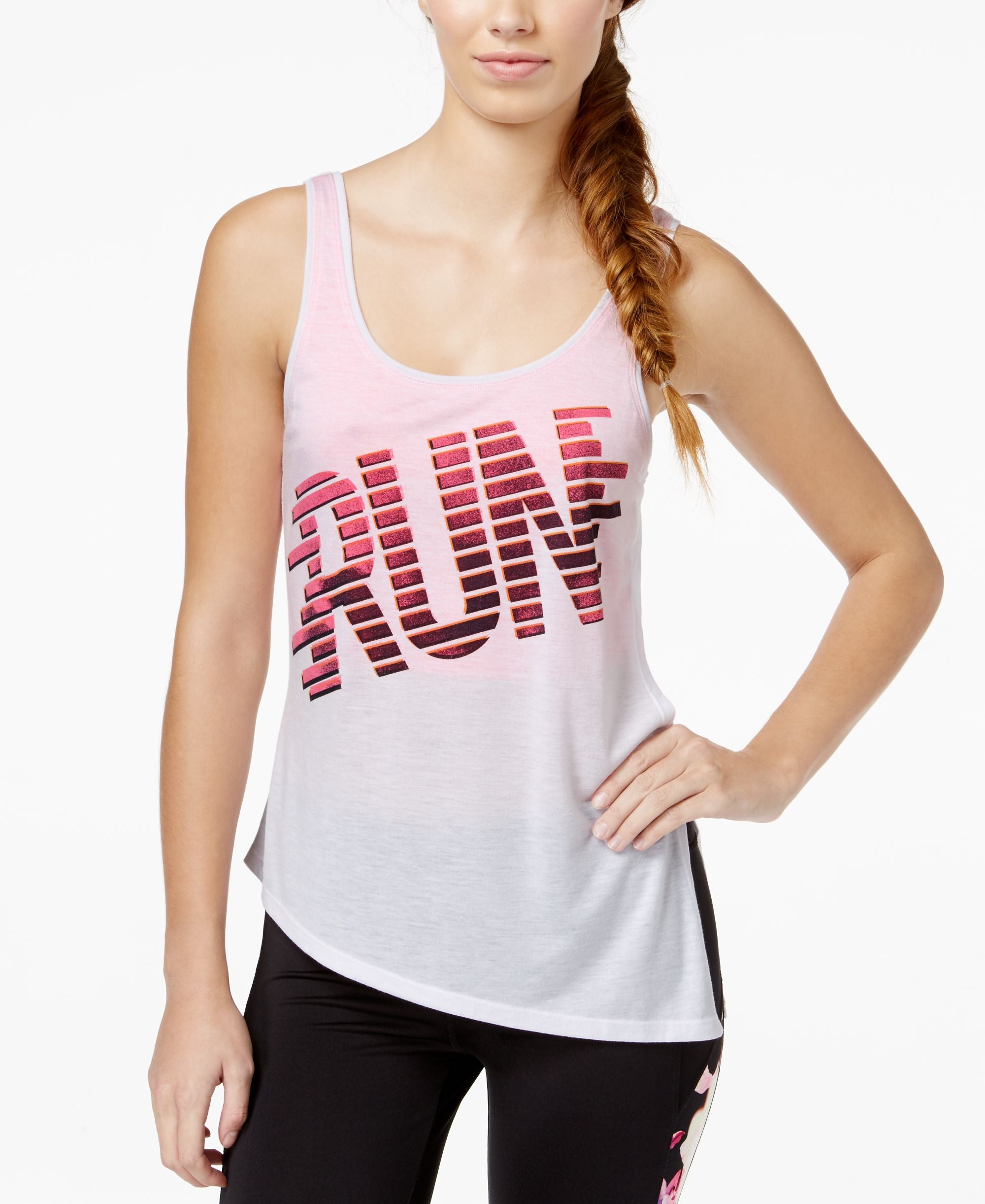 Energie Active Juniors' Run Asymmetrical-Hem Graphic Tank Top