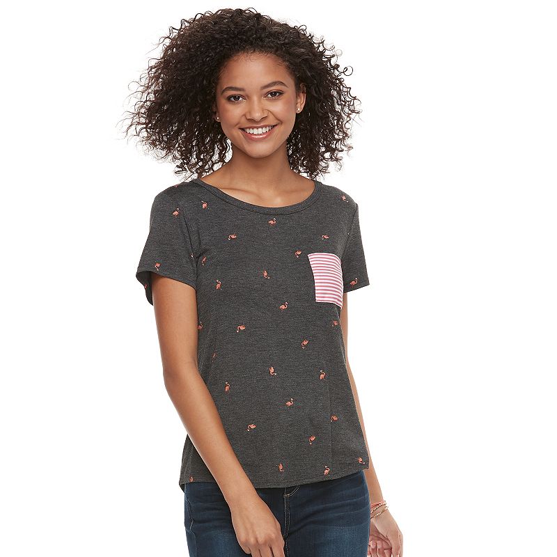 Neon Soul Juniors' Printed & Striped Pocket Tee