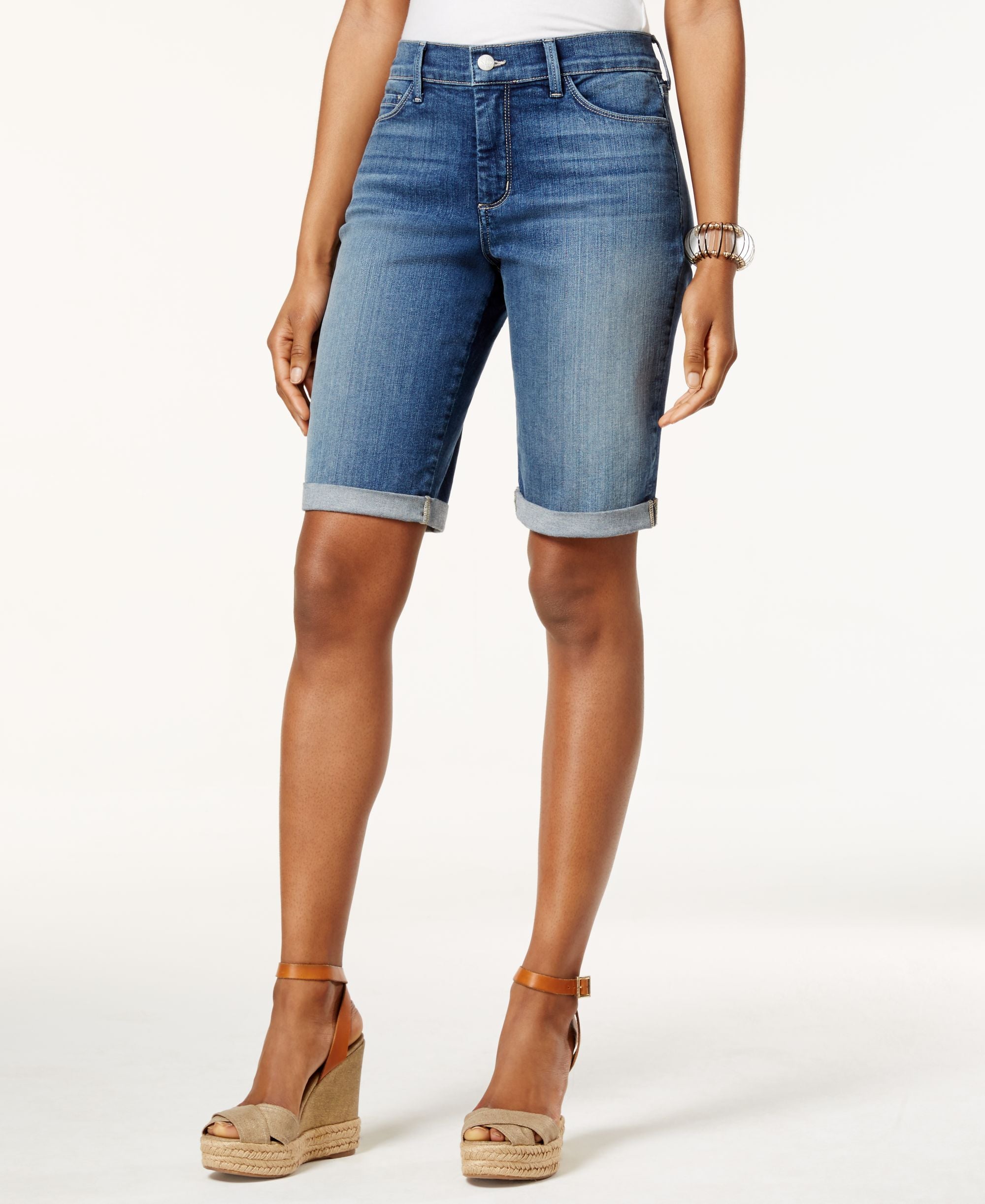 Nydj Briella Tummy Control Cuffed Denim Bermuda Shorts
