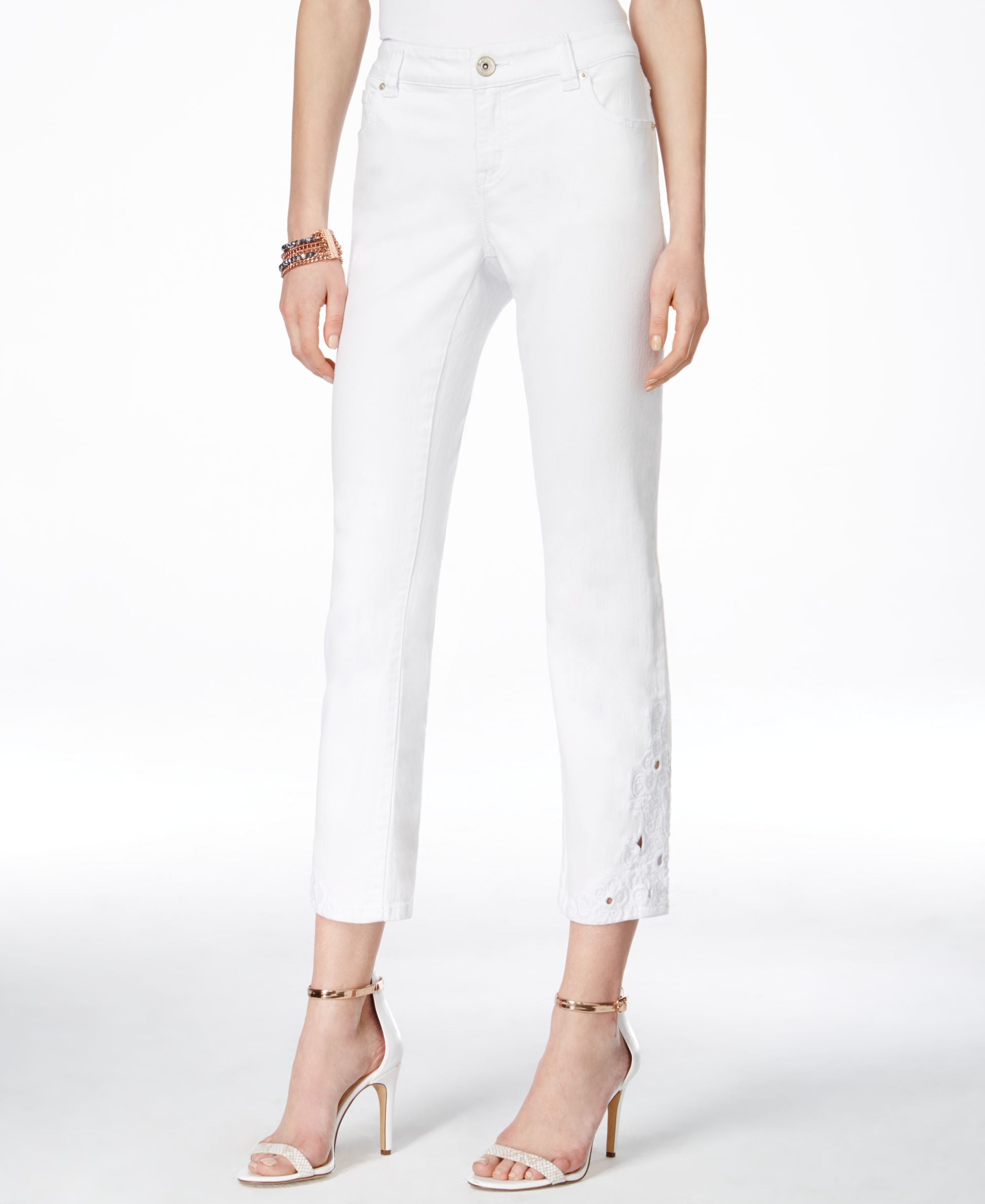 INC International Concepts Embroidered Cropped Jeans Regular Petite