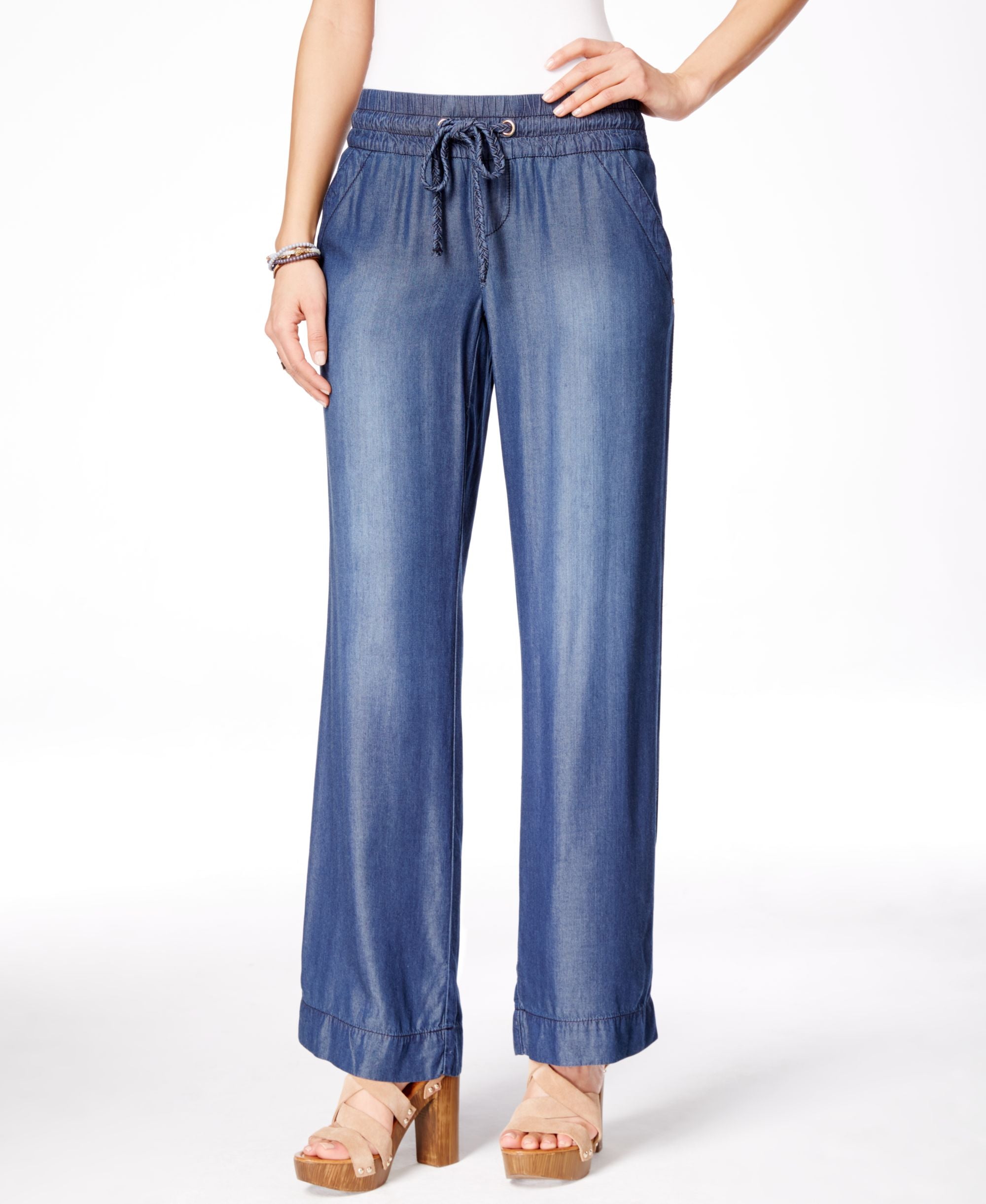Inc Womens Regular Fit Drawstring Wide Leg Pants