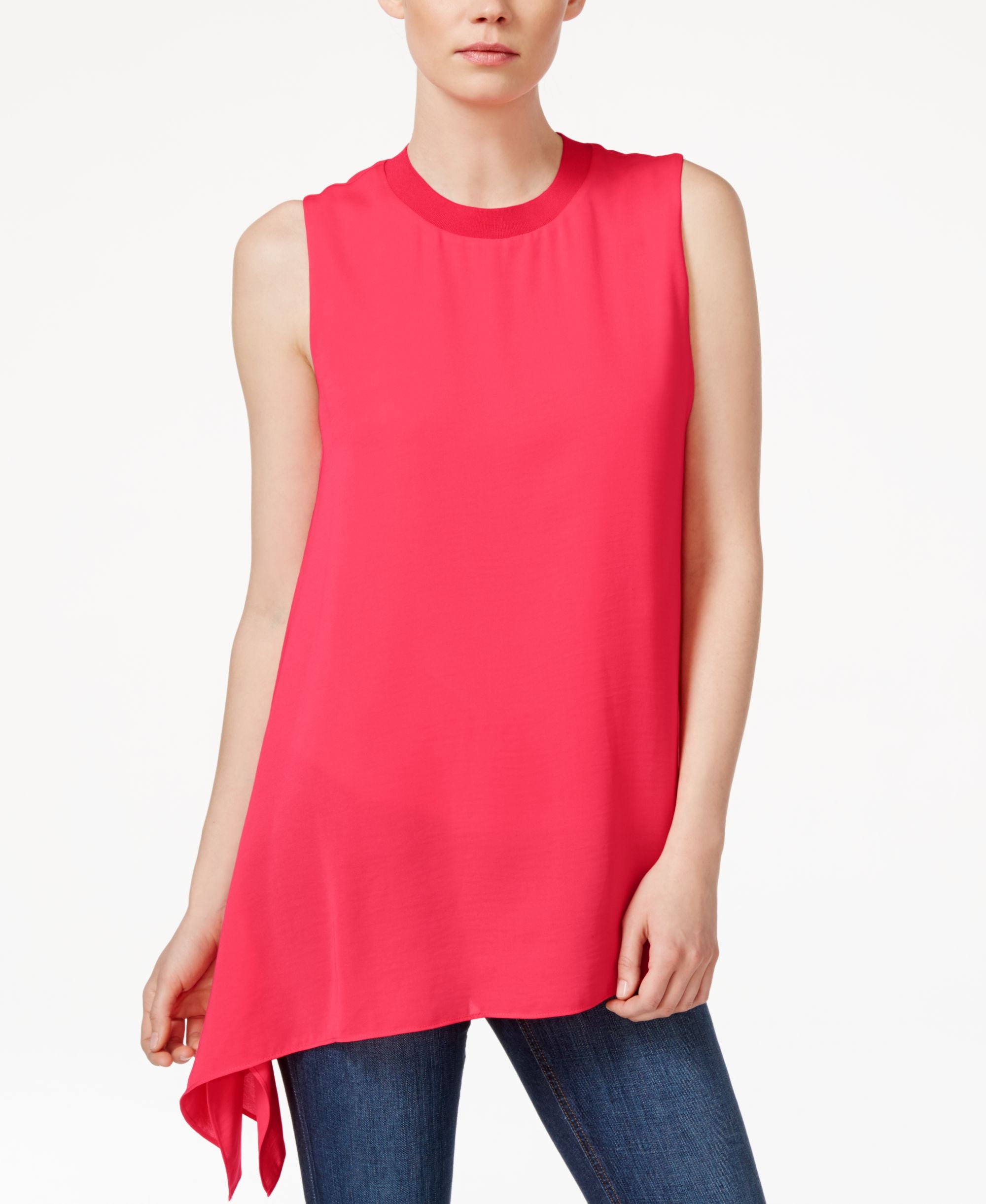 Rachel Rachel Roy Womens Chiffon Asymmetric Hem Blouse