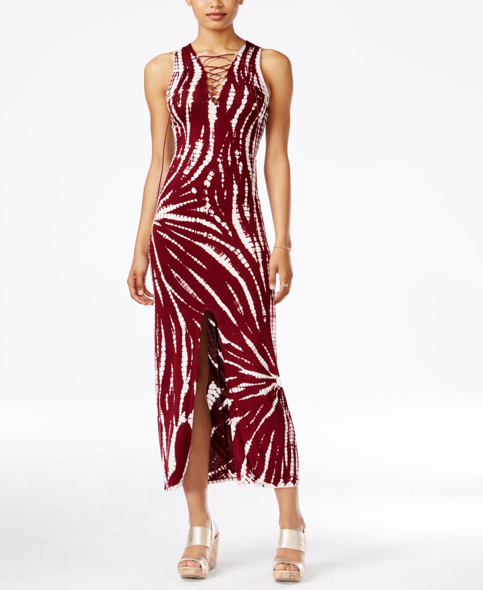 Material Girl Juniors Printed Lace Up Maxi Dress