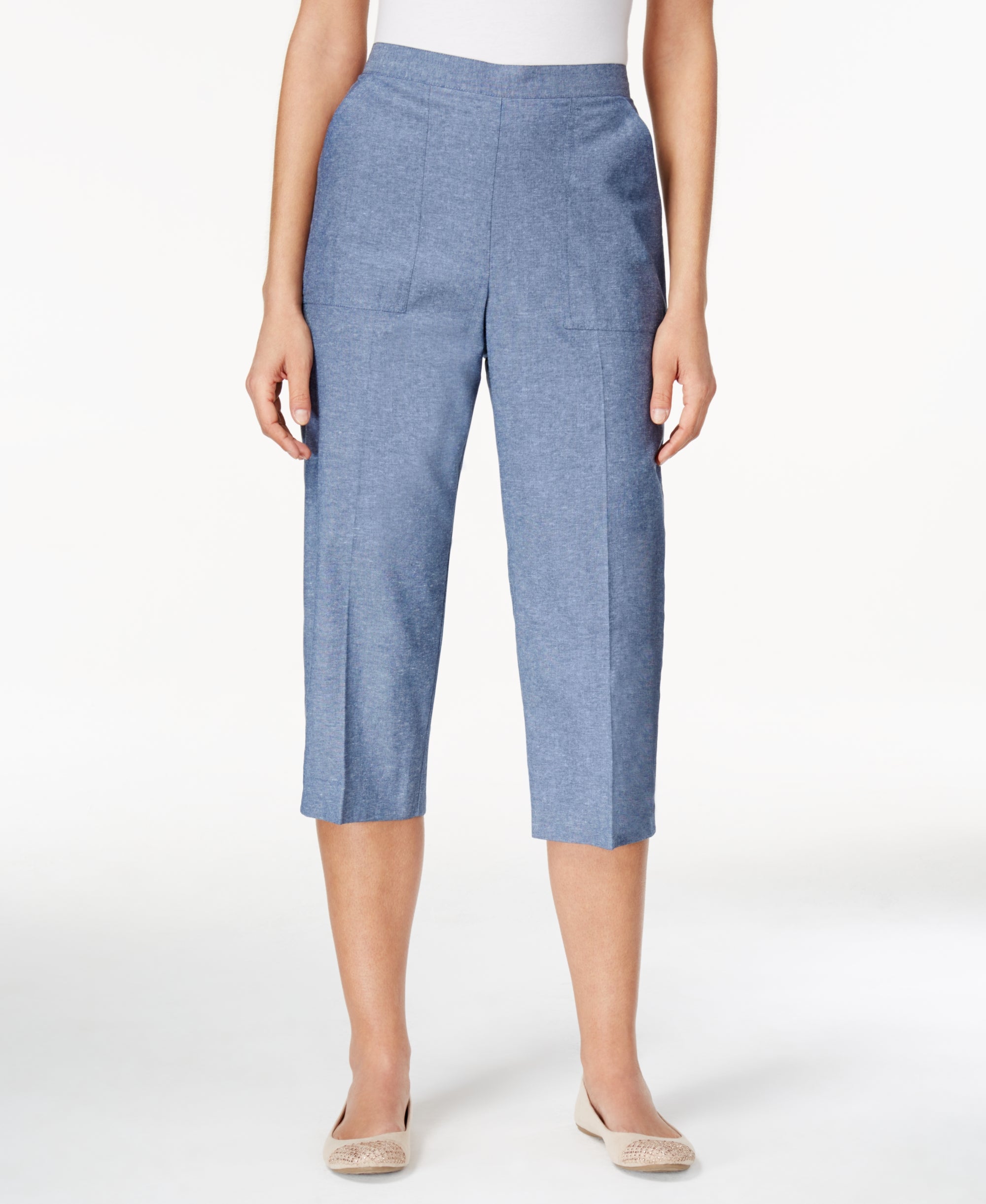 Alfred Dunner Petite Pull-On Denim Capri Pants