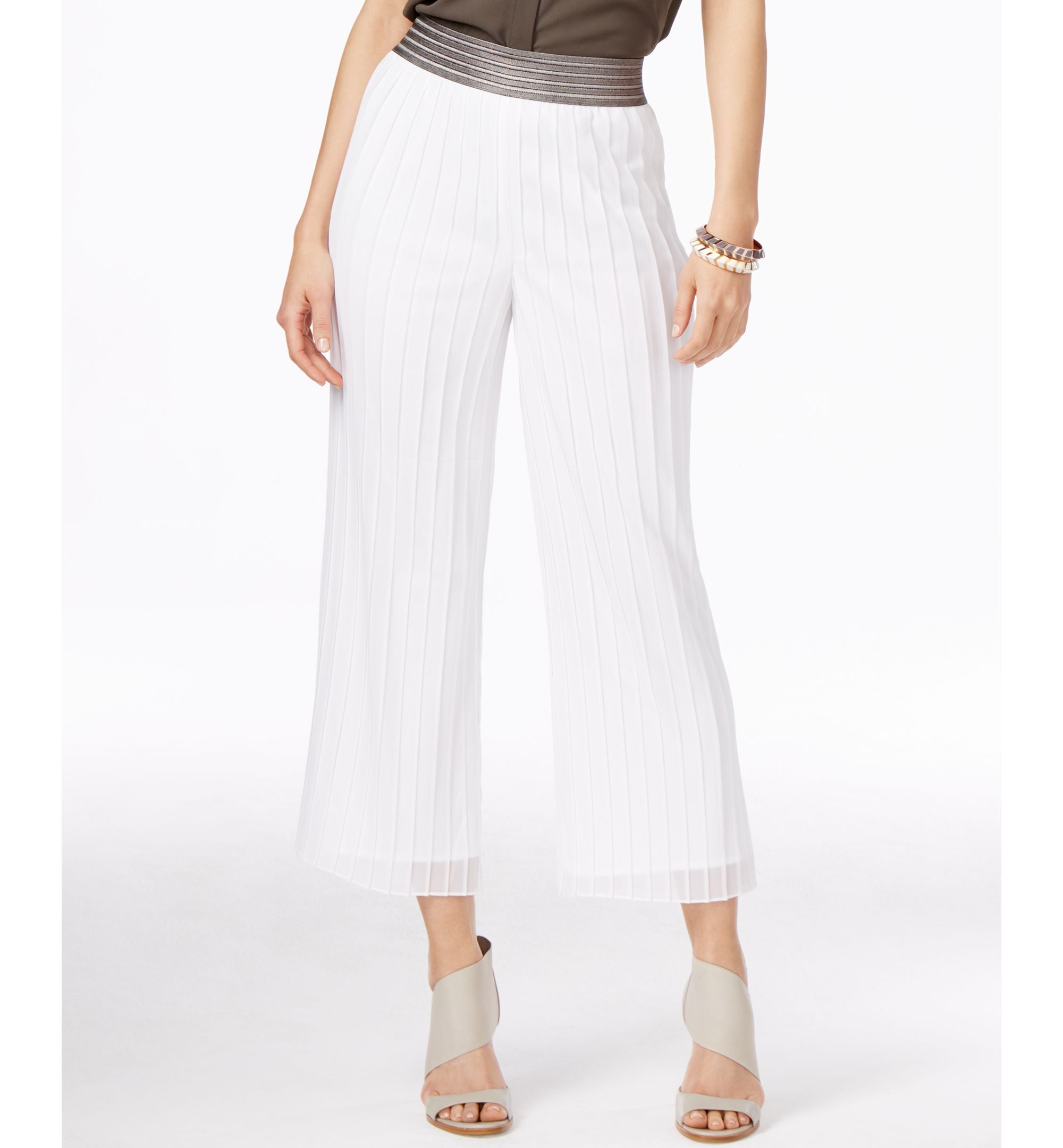 Alfani Petite Metallic-Waistband Culottes