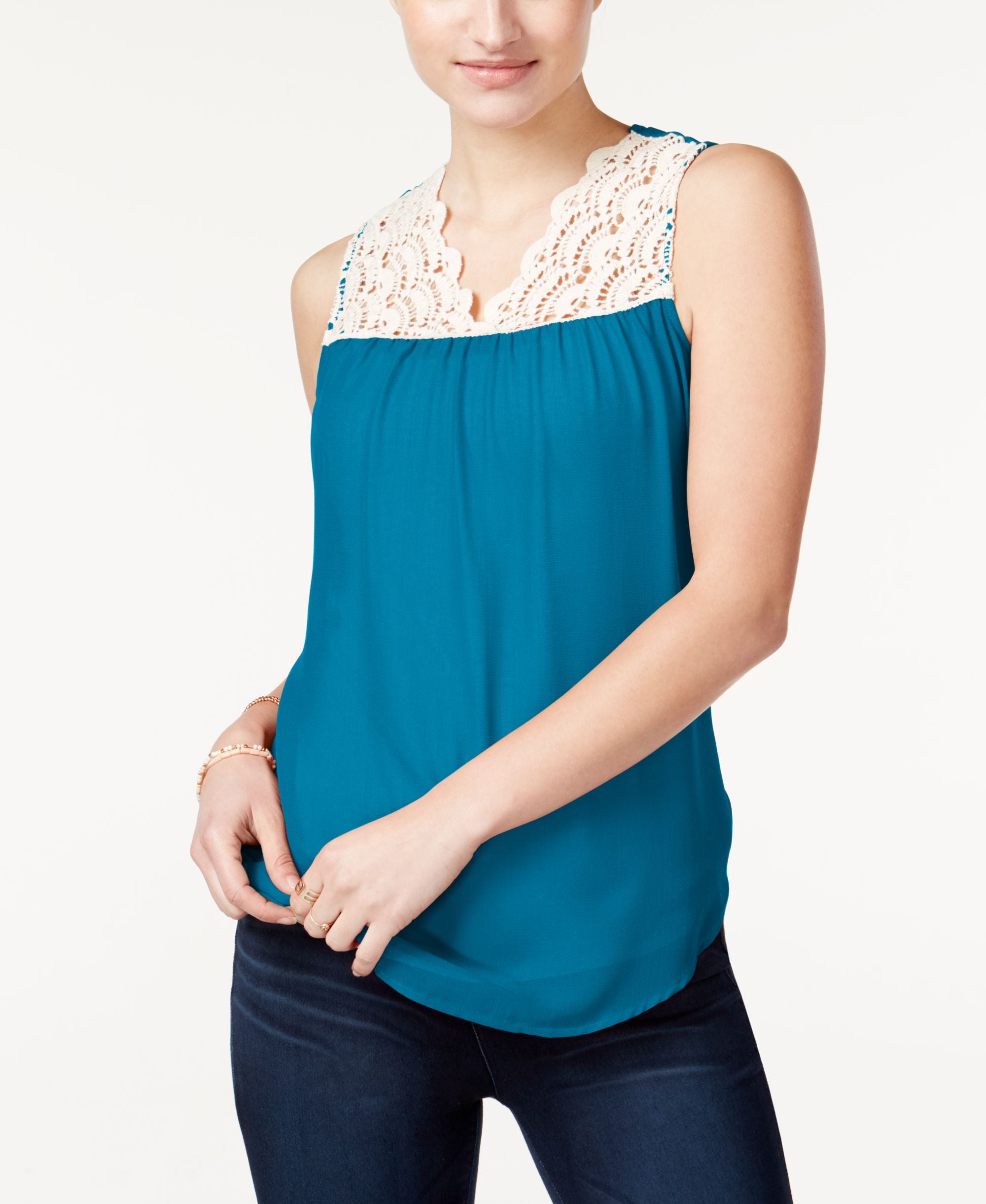 Belle Du Jour Sleeveless Crochet Tank Top Blouse