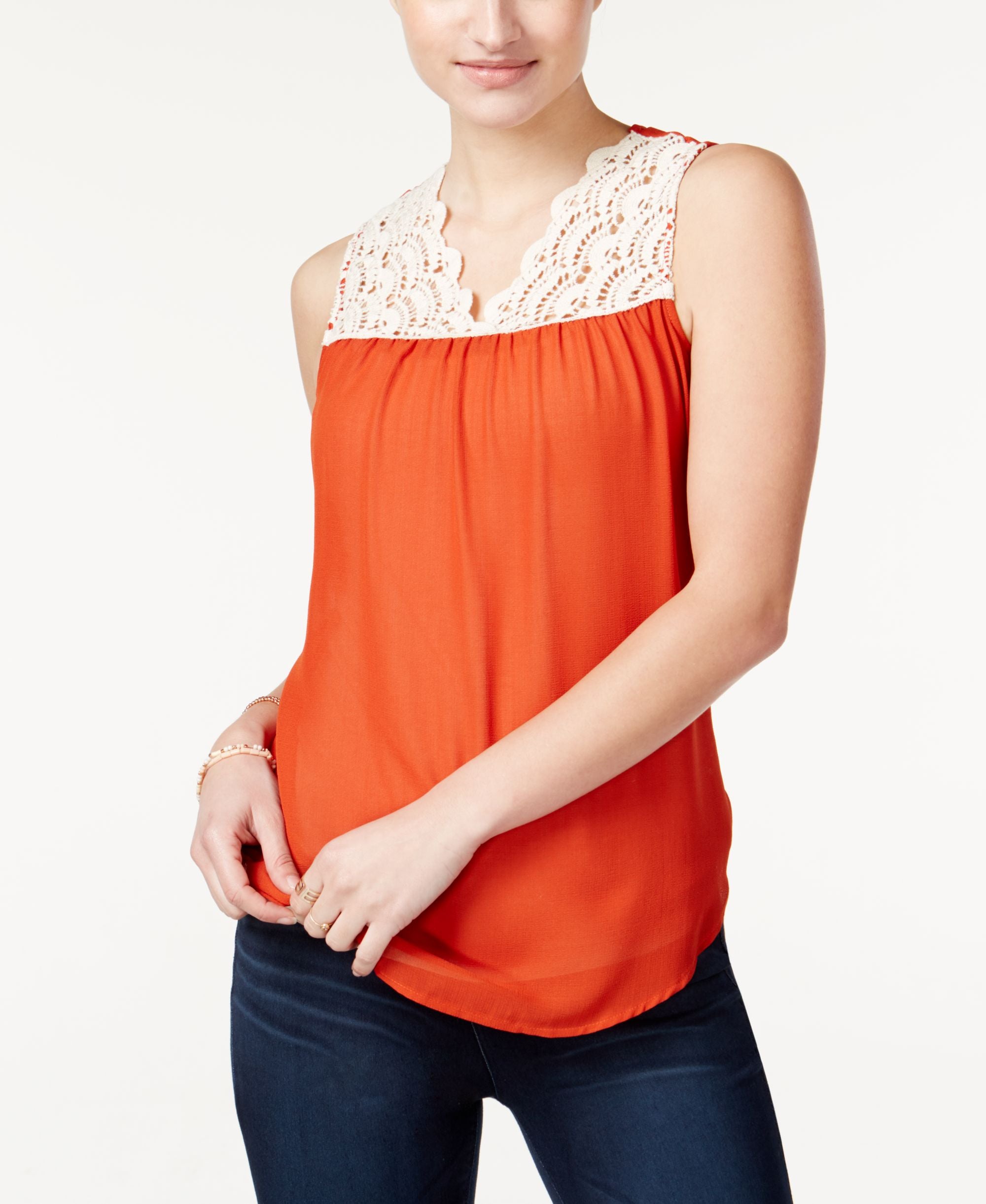 Belle Du Jour Sleeveless Crochet Tank Top Blouse