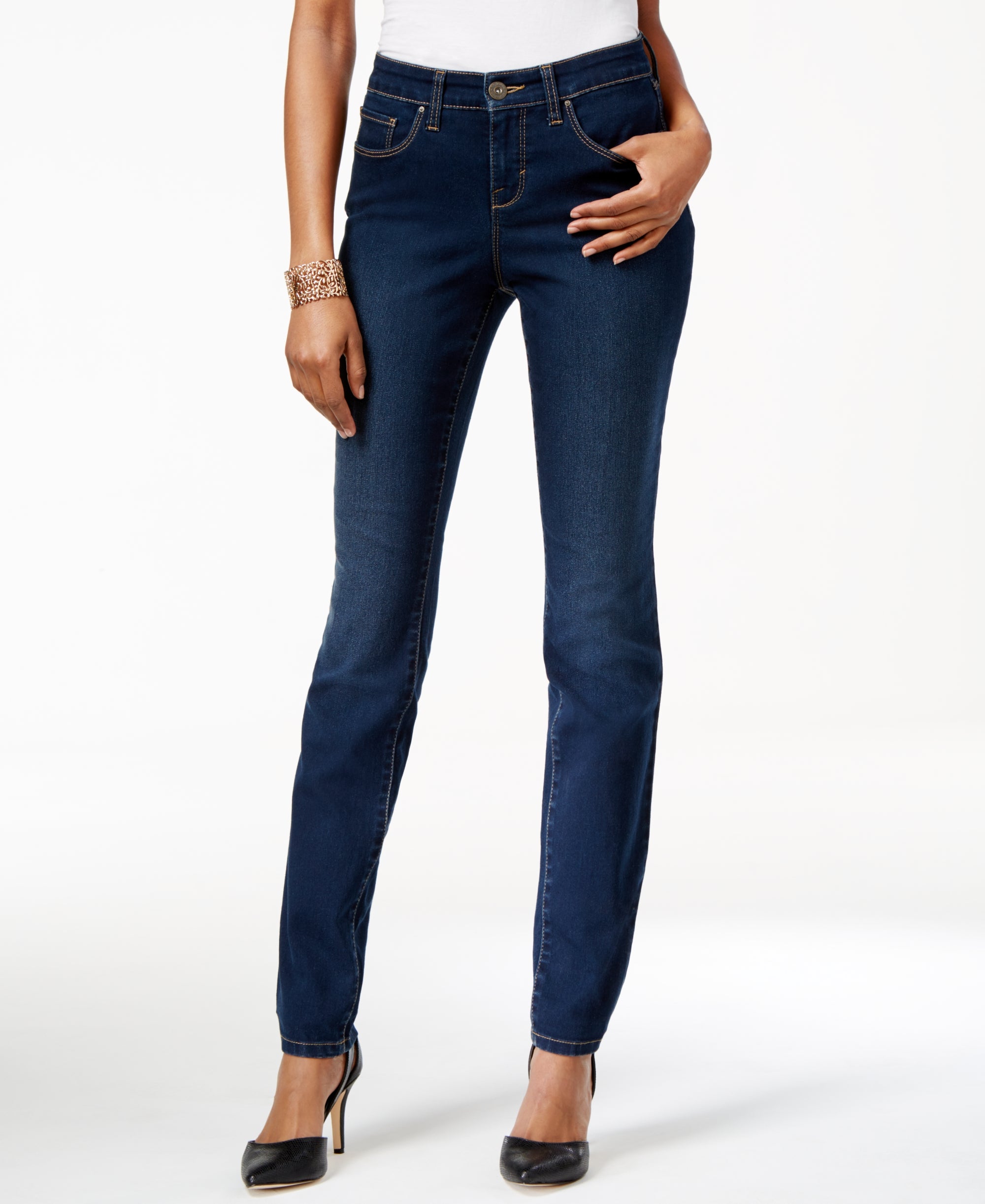 Women's Curvy-Fit Mid-Rise Skinny Jeans, Regular, Short and Long Lengths