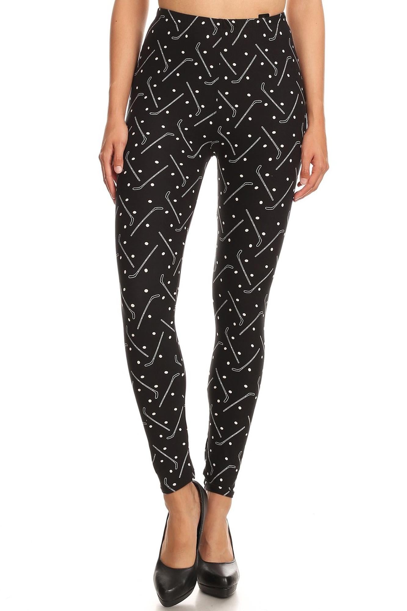 Buttery Soft Hockey Plus Size Leggings - 3X-5X - LIMITED EDITION (One Size Plus,Black)