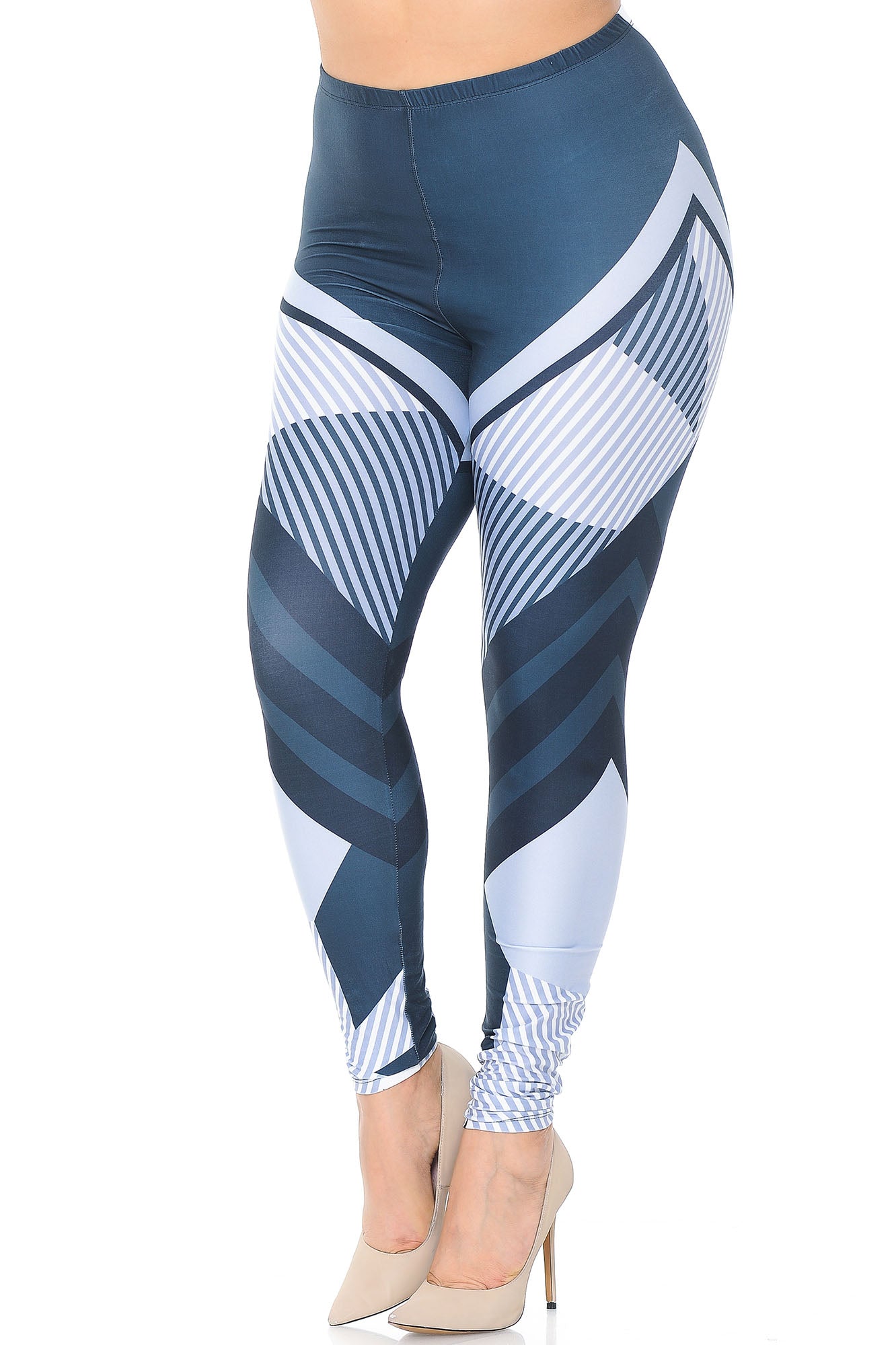 Creamy Soft Contour Angles Extra Plus Size Leggings - 3X-5X - USA Fashion (XPlus One Size,White)