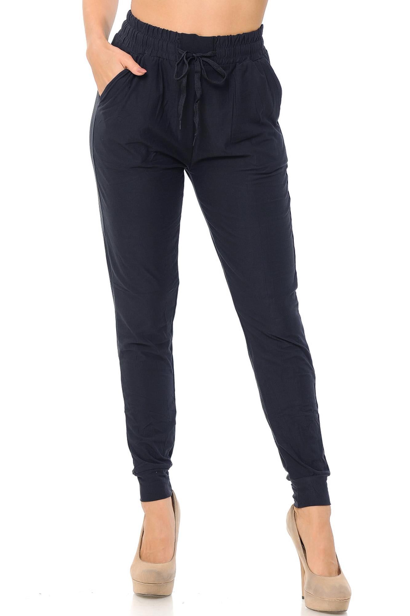 Buttery Smooth Solid Basic Navy Joggers - EEVEE