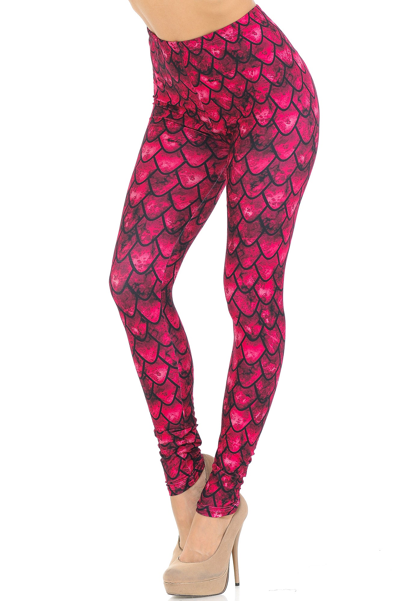 Creamy Soft Red Scale Extra Small Leggings - USA Fashion (XSmall One Size,Red)