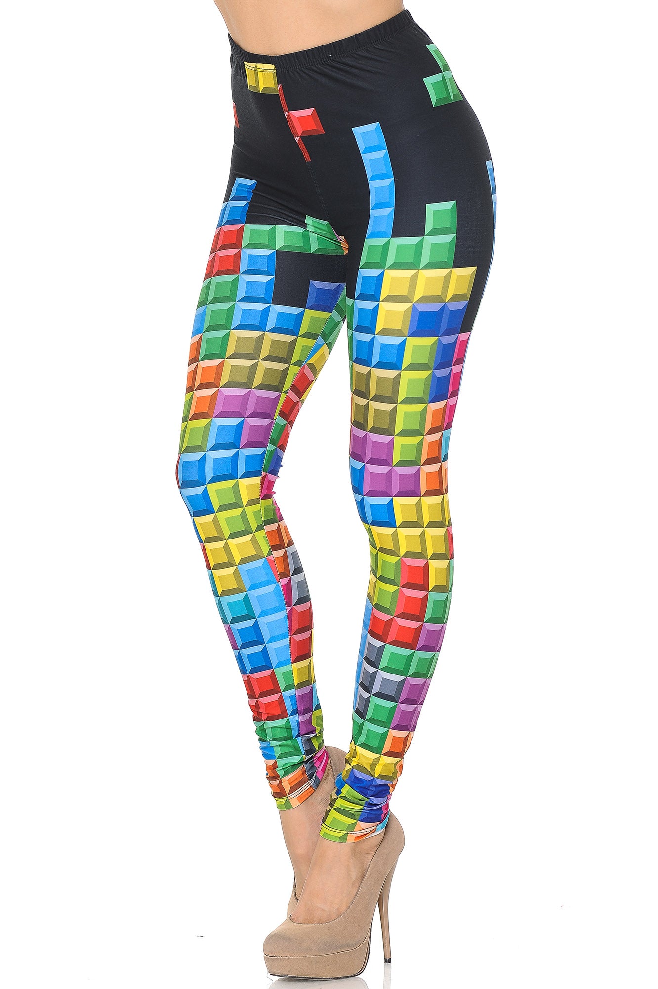 Creamy Soft Tetris Extra Small Leggings - USA Fashion (XSmall One Size,Multi Color Bold)