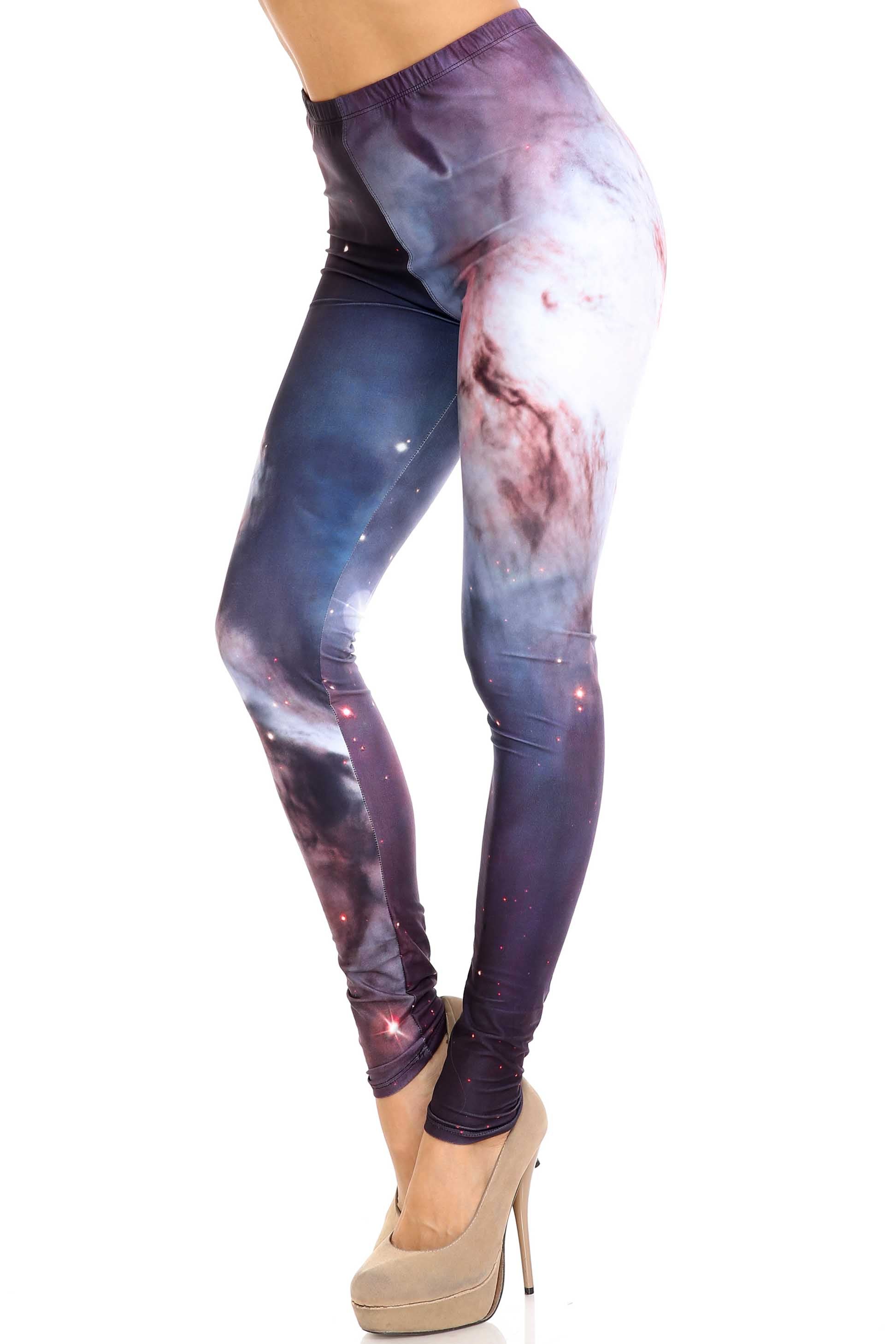 Creamy Soft Black Galaxy Leggings - USA Fashion (One Size Regular,Black)