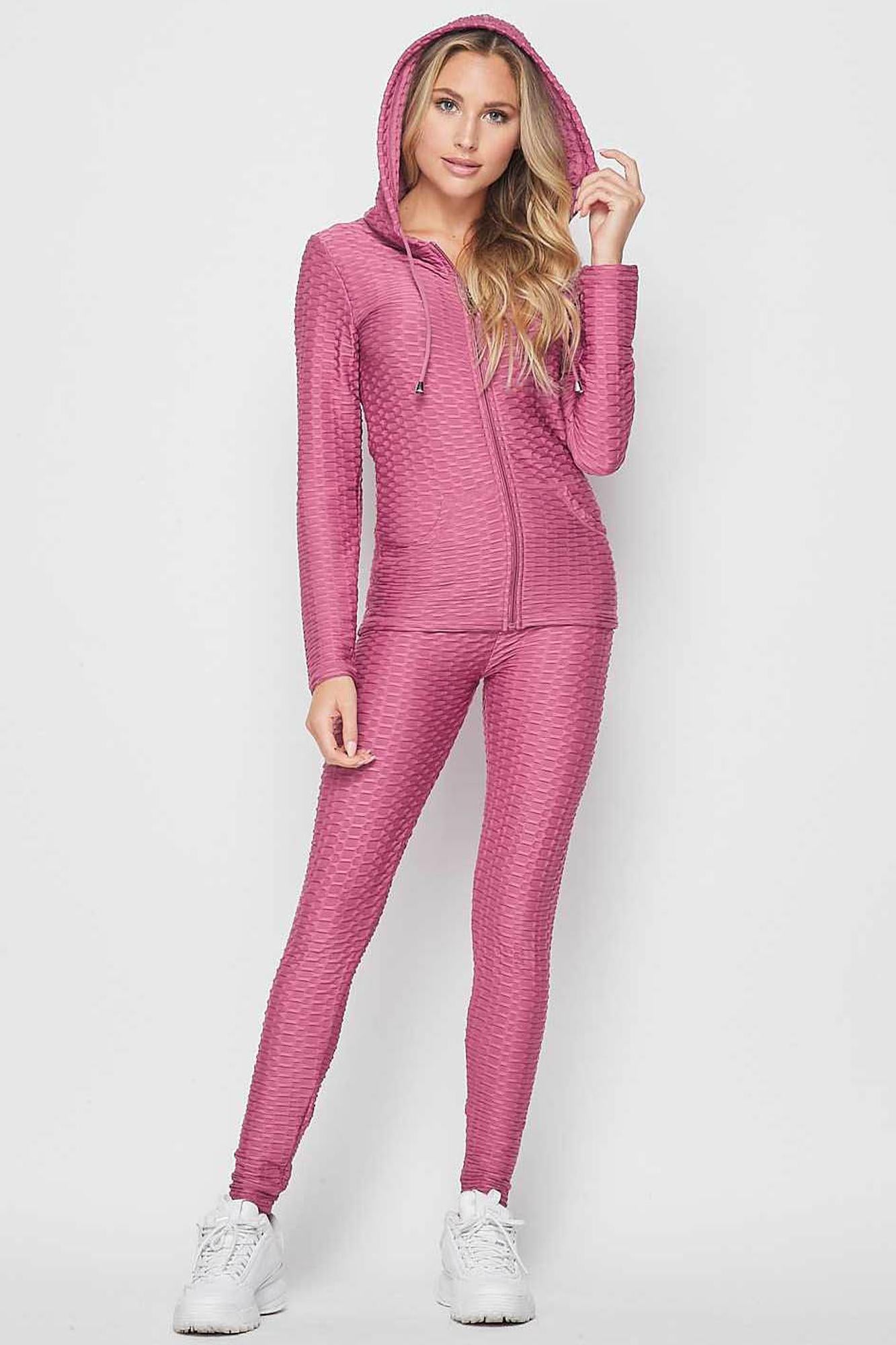 2 Piece Scrunch Butt Leggings and Hooded Jacket Set