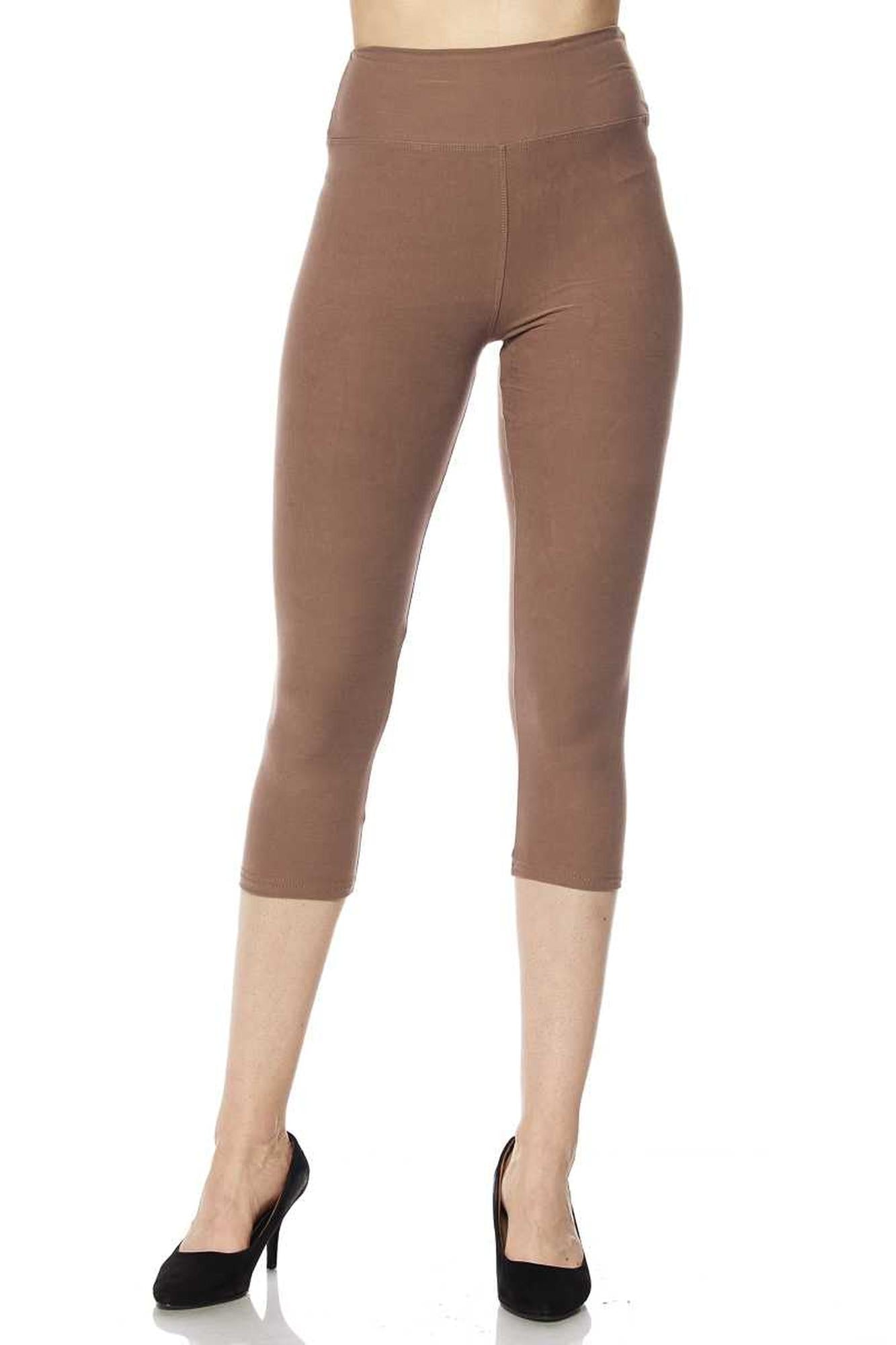 Brushed Basic Solid High Waisted Plus Size Capris - 3 Inch - New Mix