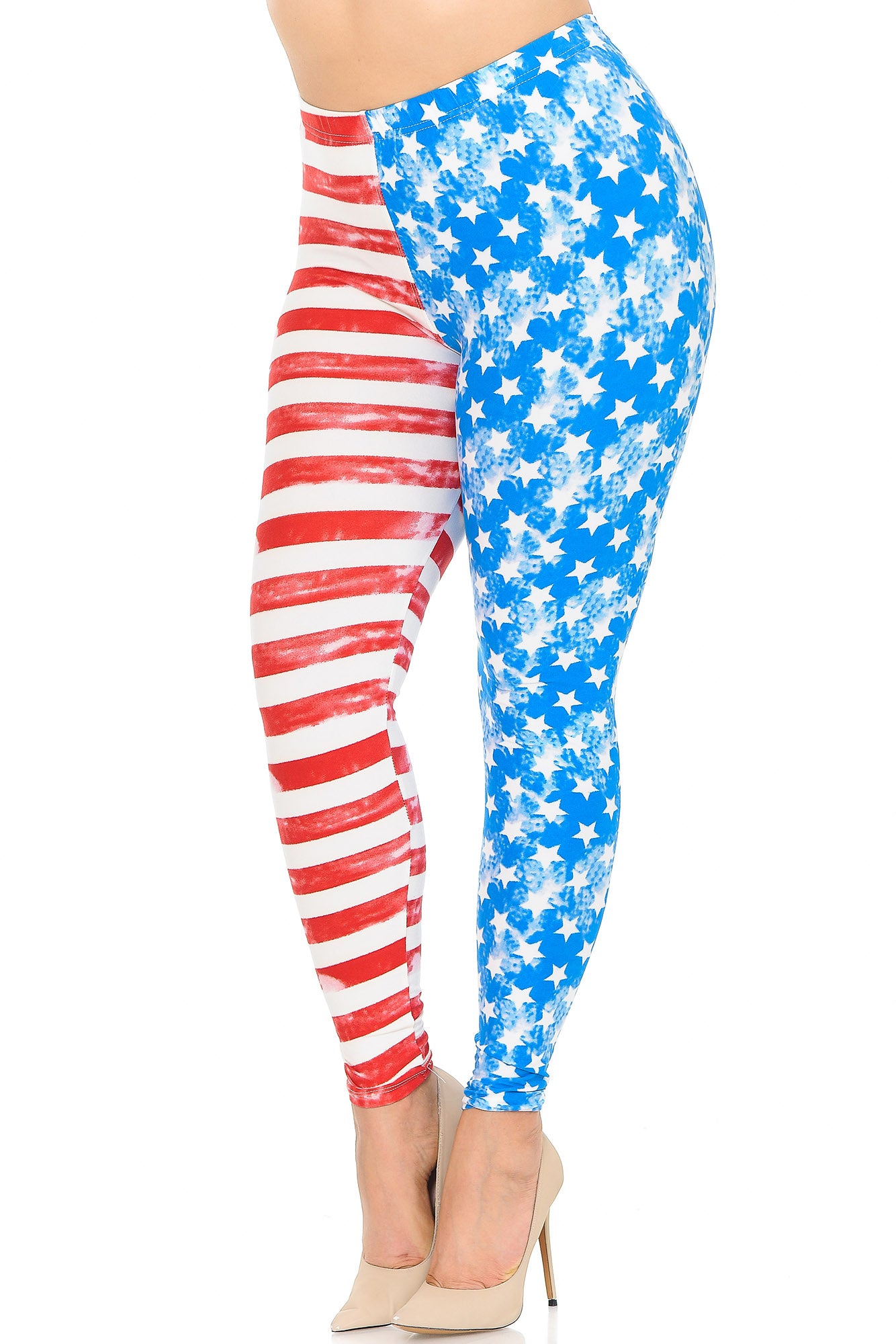 Buttery Soft Vintage Pastel USA Flag Plus Size Leggings (One Size Plus)