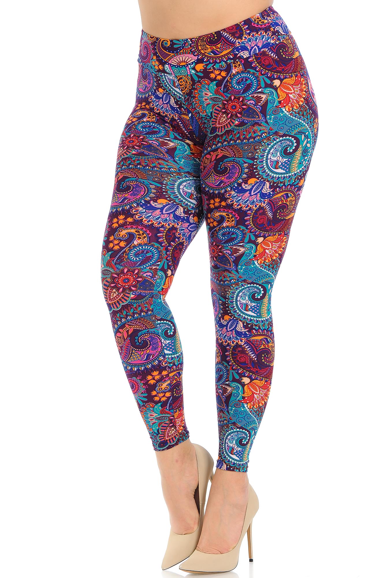High Waisted Candyland Paisley Plus Size Buttery Smooth Leggings
