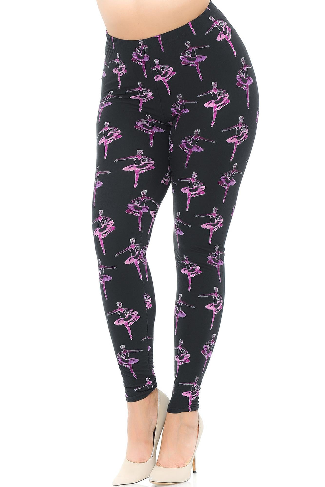 Buttery Soft Ballerina PLus Size Leggings (One Size Plus,Black)