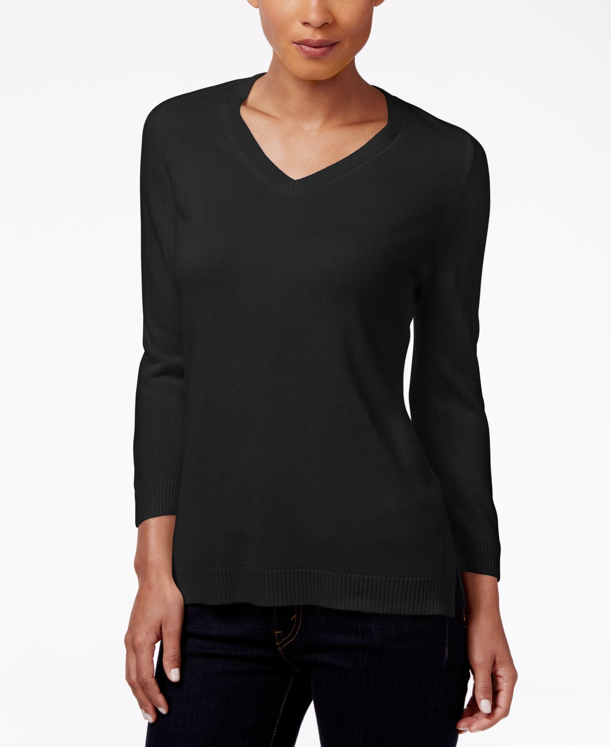 Karen Scott Petite Luxsoft V Neck Sweater