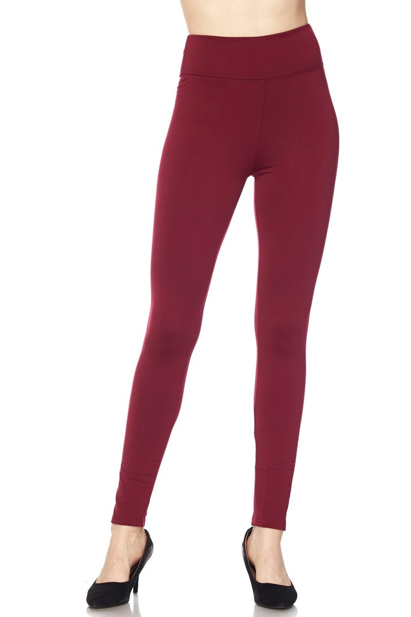 High Waisted Fleece Lined Plus Size Leggings - 5 Inch Waistband