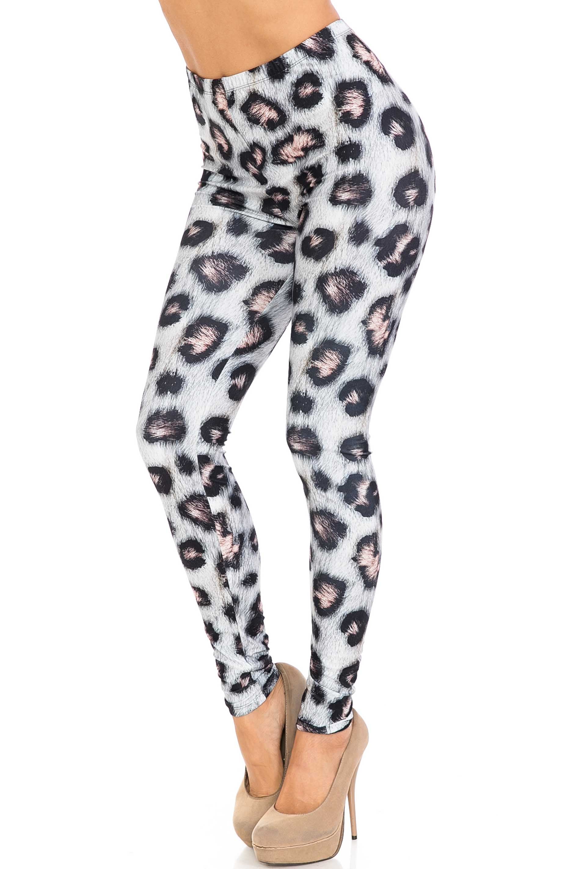 Creamy Soft Moda Leopard Leggings - USA Fashion (One Size Regular,Charcoal)