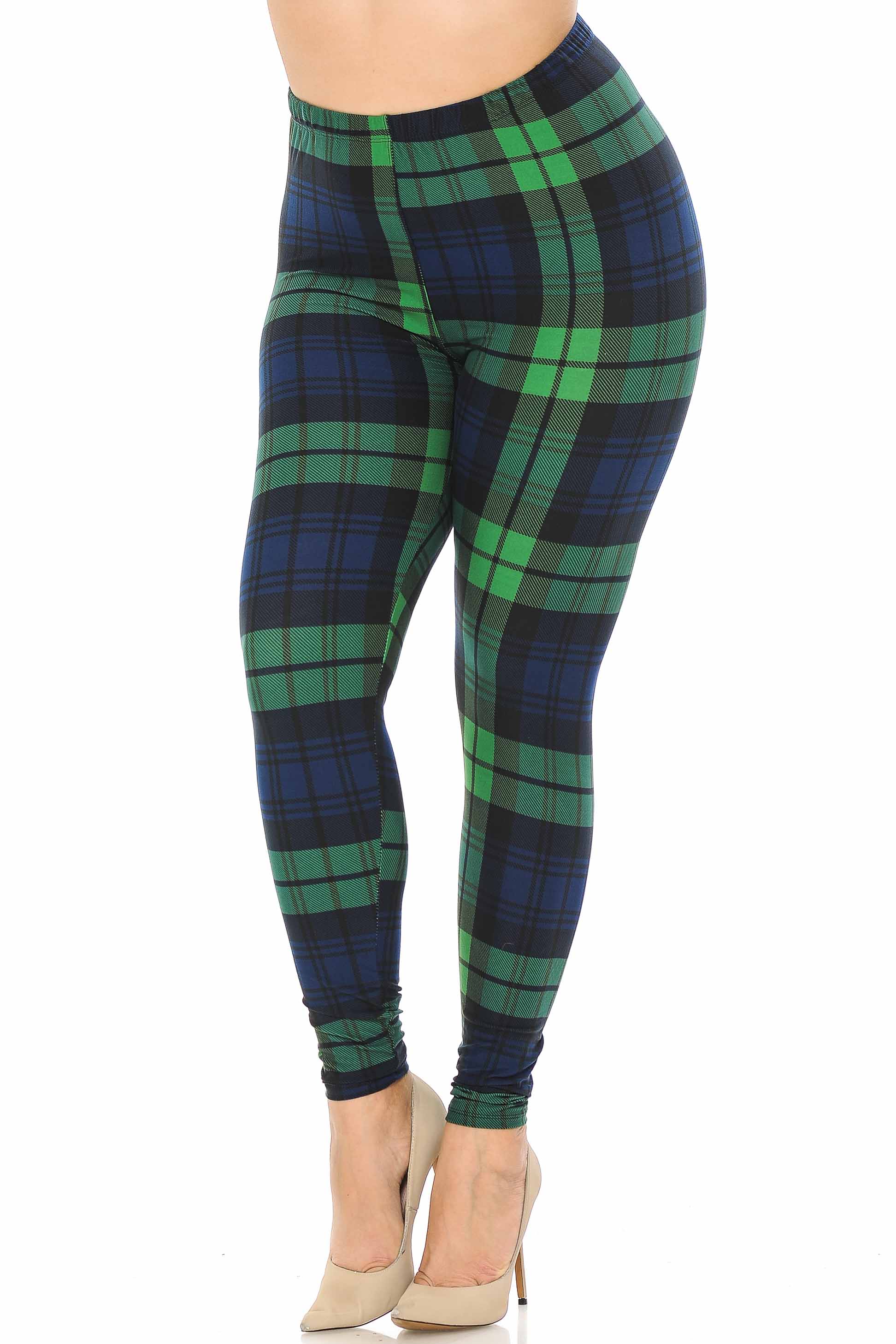 Buttery Smooth Green Plaid Plus Size Leggings
