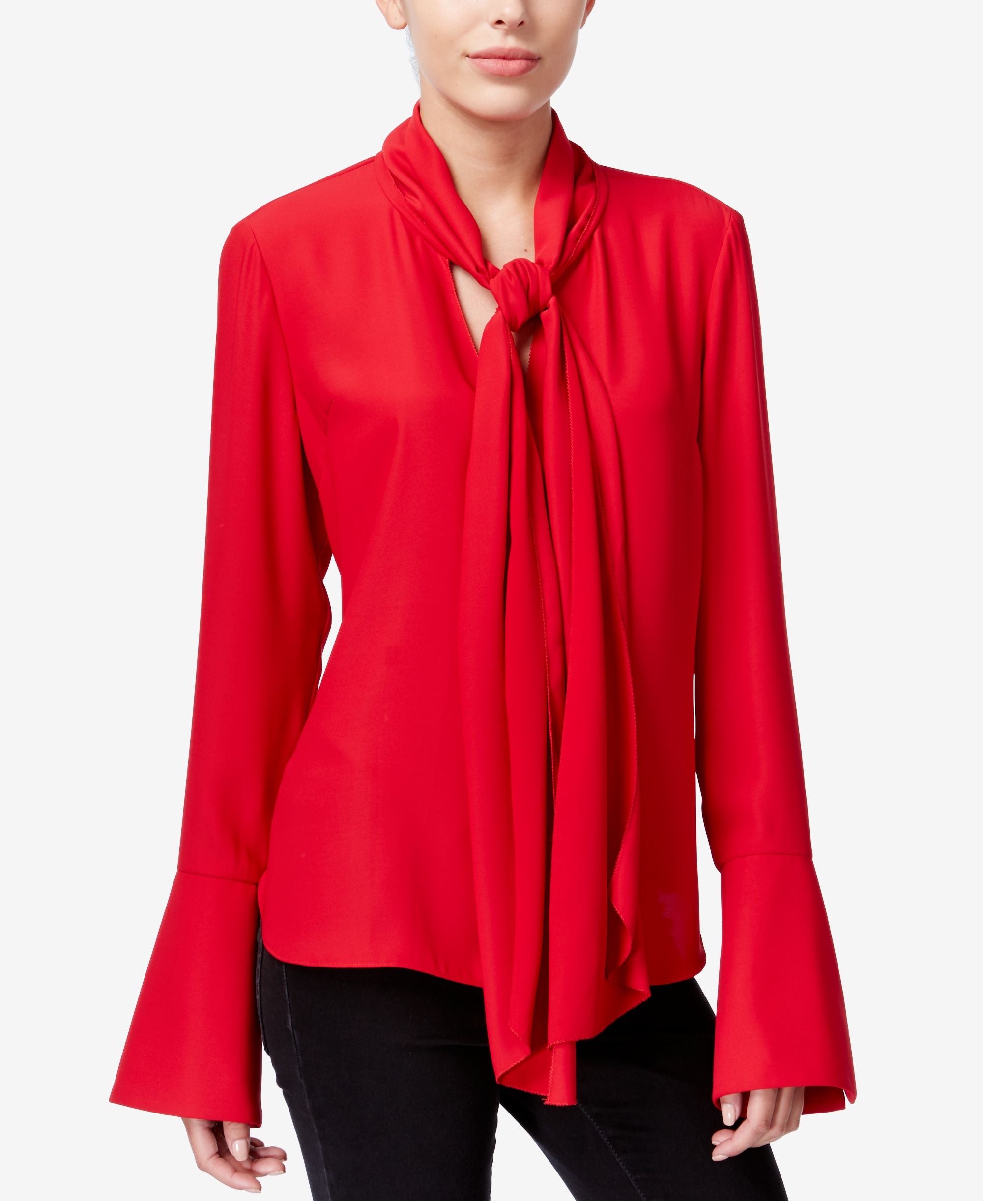 Rachel Rachel Roy Womens Tie-Front Bell Sleeves Pullover Top