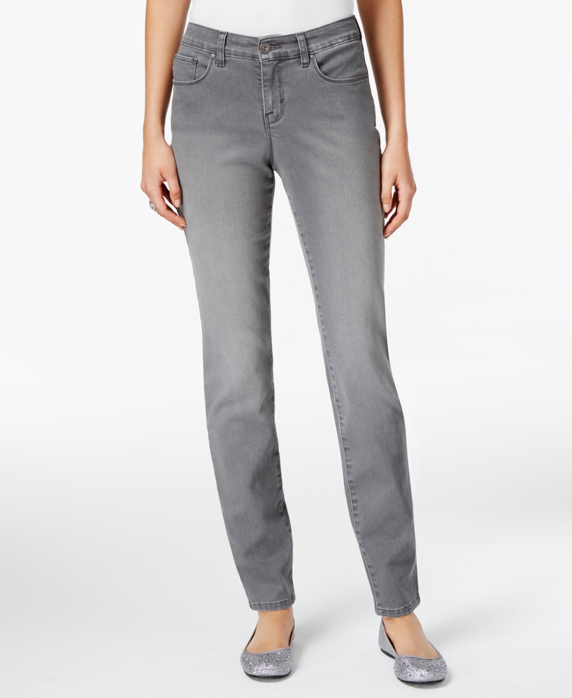 Women's Curvy-Fit Mid-Rise Skinny Jeans, Regular, Short and Long Lengths