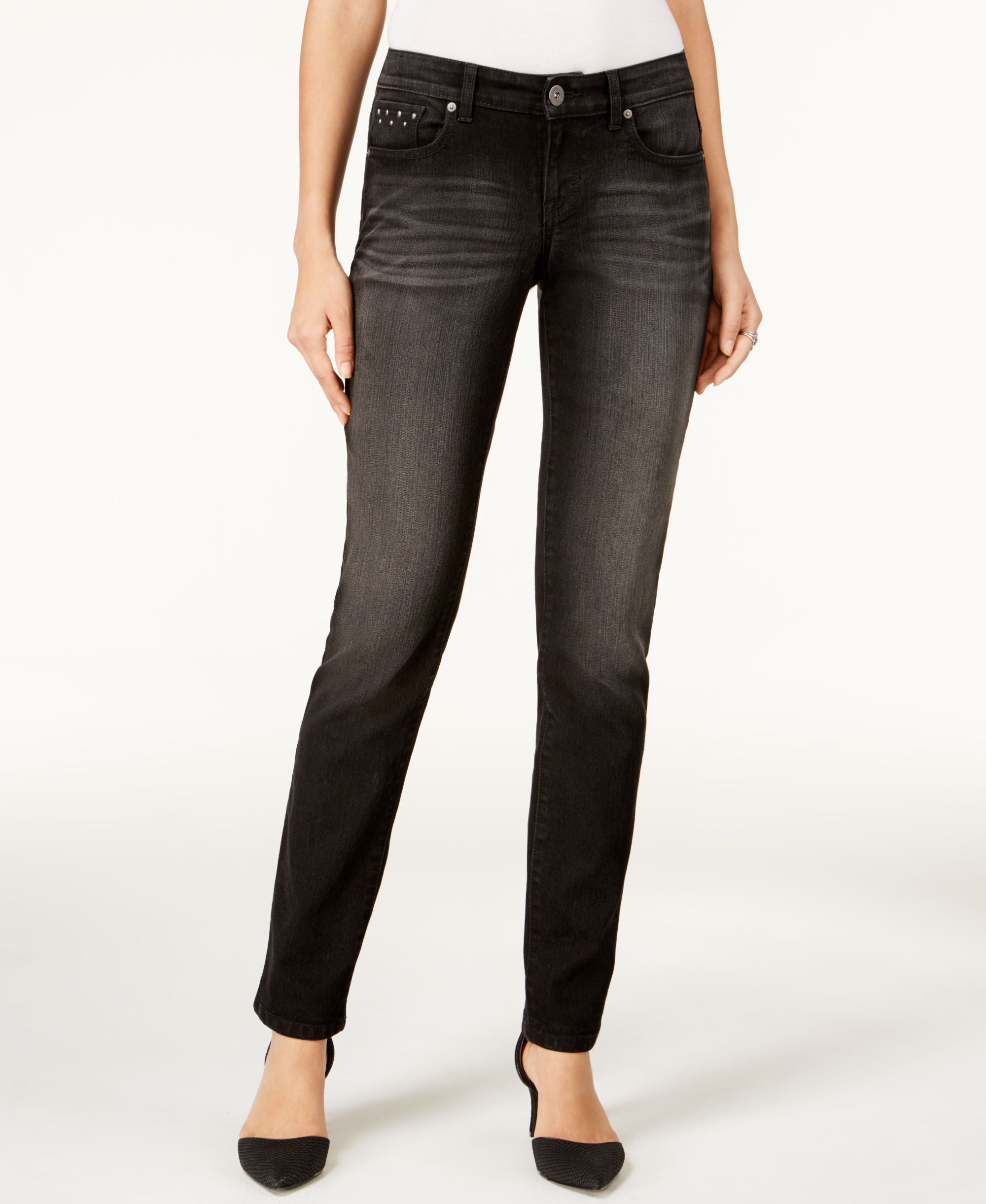Style & Co Womens Mid Rise Jeans Black Jewel 4P