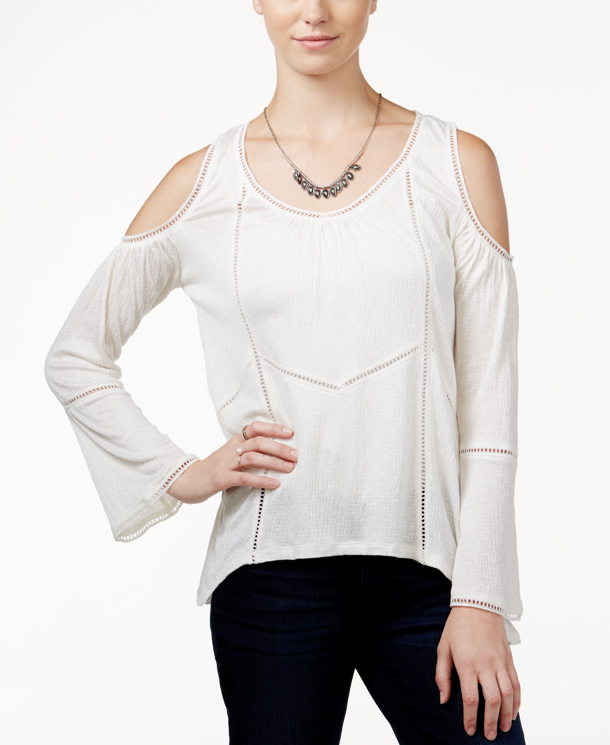 American Rag Cold Shoulder Peasant Top
