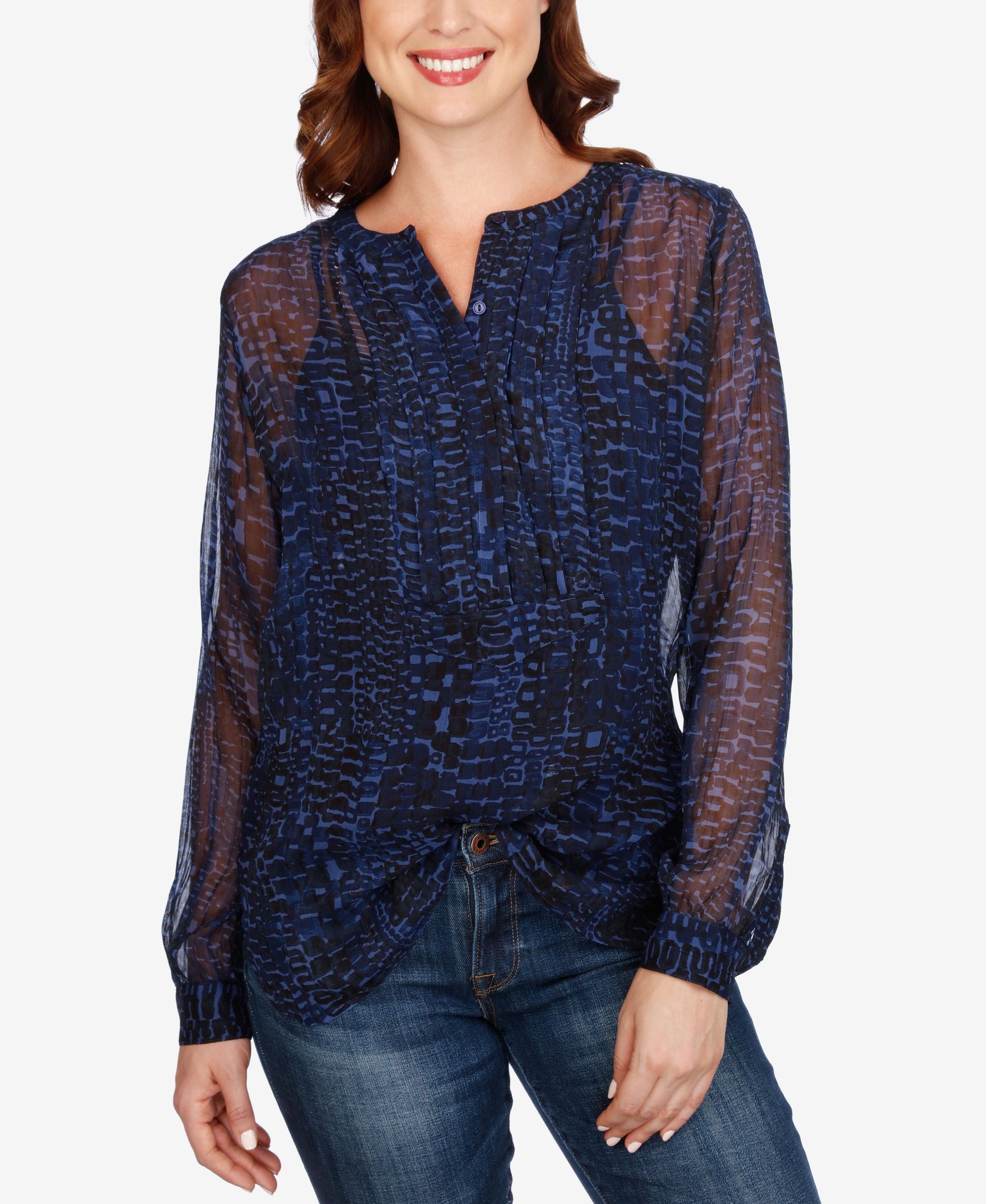 Lucky Brand Sheer Printed Shirt