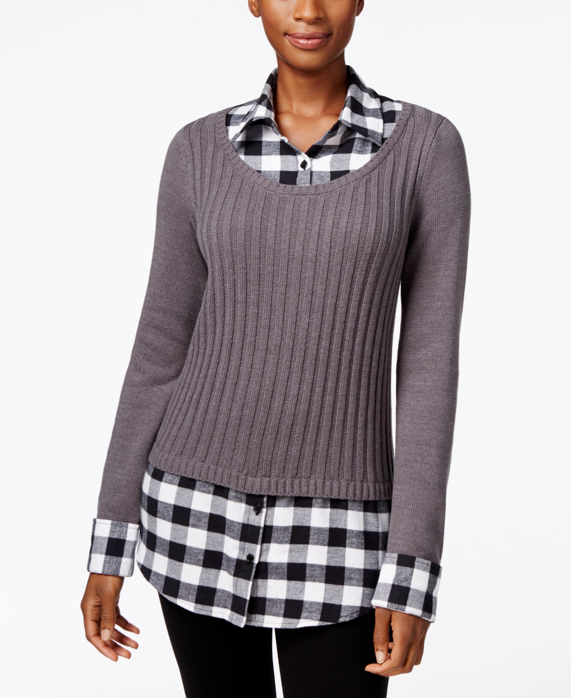 Style & Co Petite Layered Look Sweater