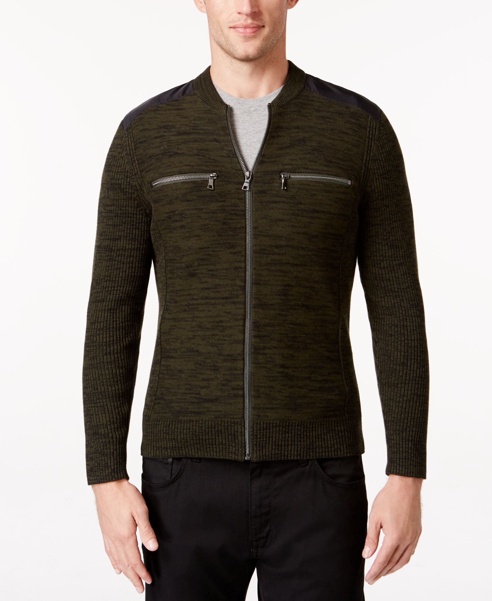 Mens Manchester Heathered Mixed Media Sweater