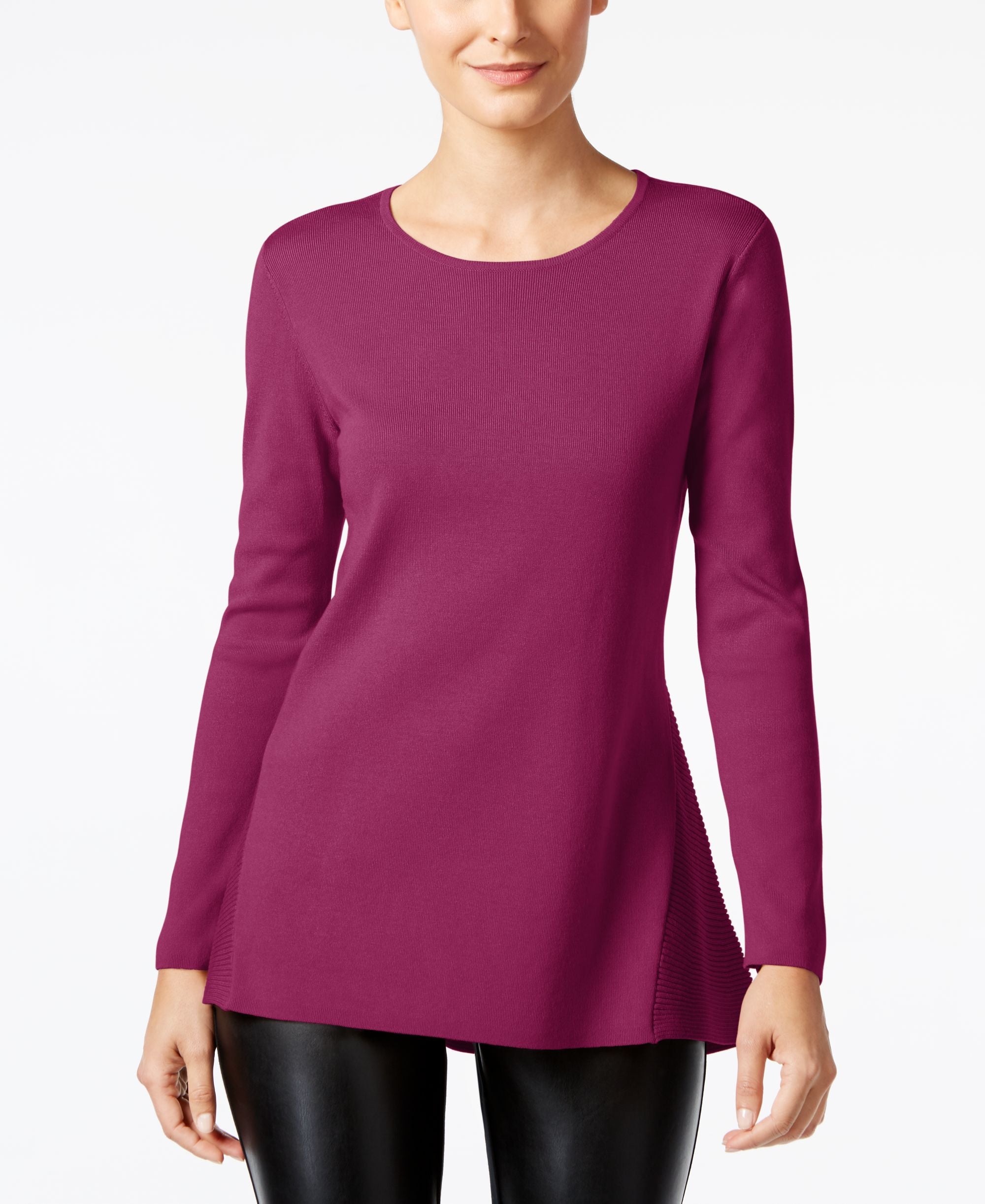Alfani Petite Ribbed Peplum Sweater