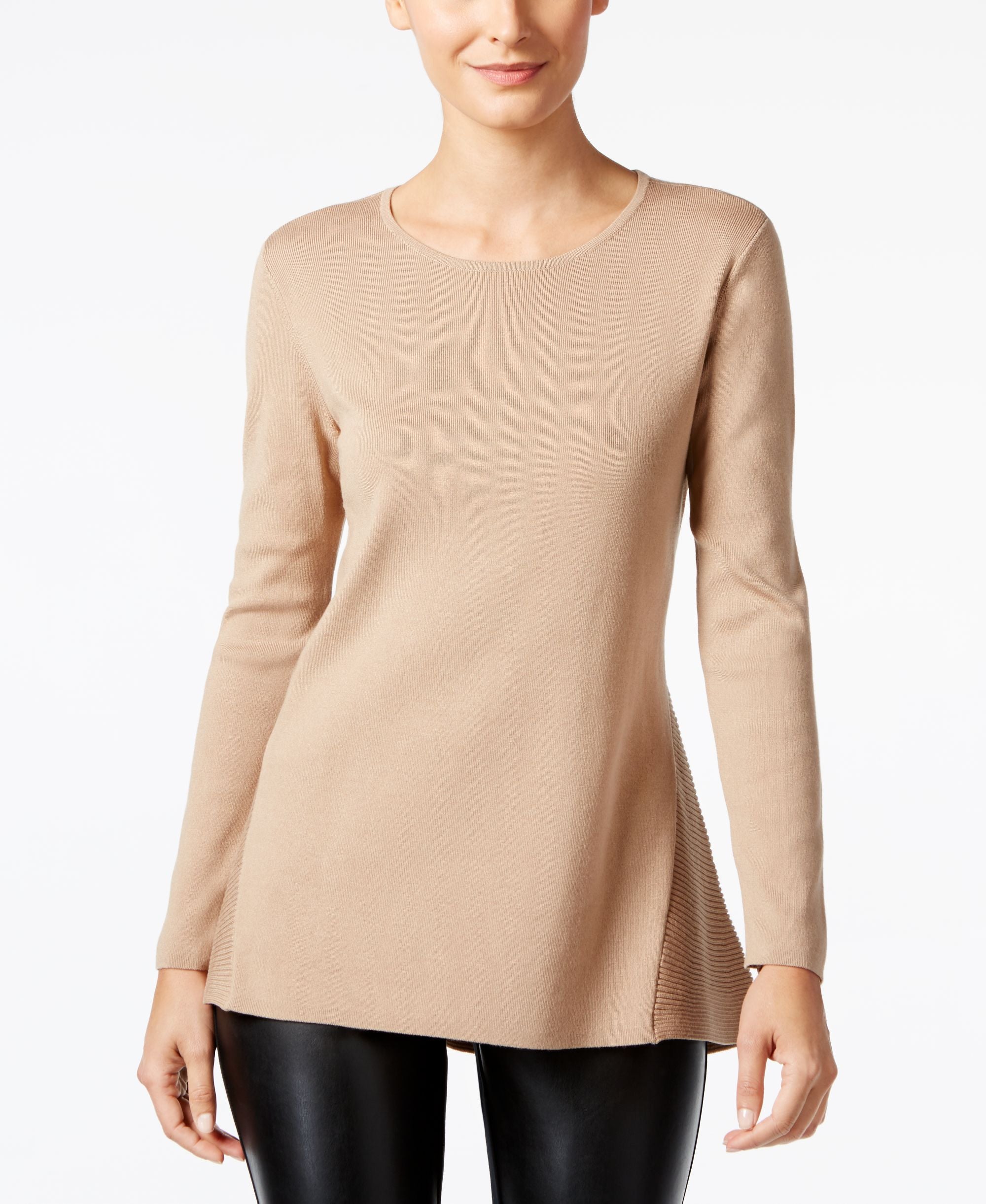Alfani Petite Ribbed Peplum Sweater